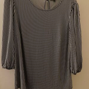 Adrianna Papell Black and White Striped Blouse